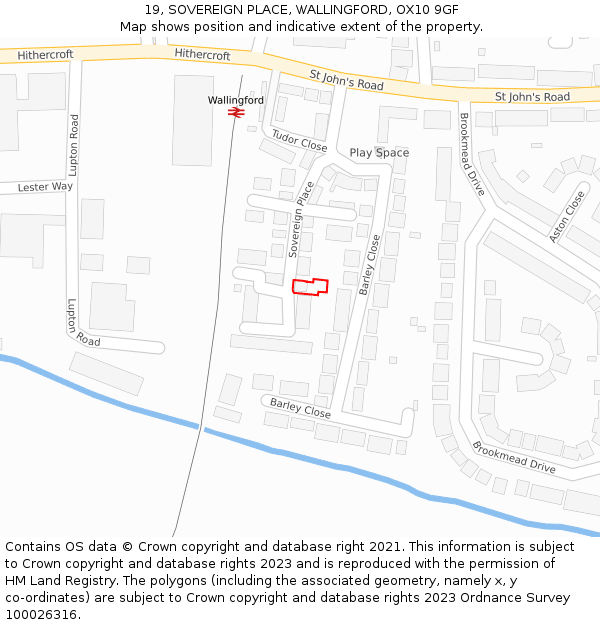 19, SOVEREIGN PLACE, WALLINGFORD, OX10 9GF: Location map and indicative extent of plot