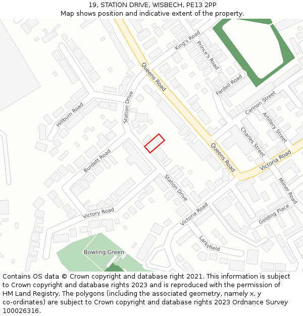 19, STATION DRIVE, WISBECH, PE13 2PP: Location map and indicative extent of plot