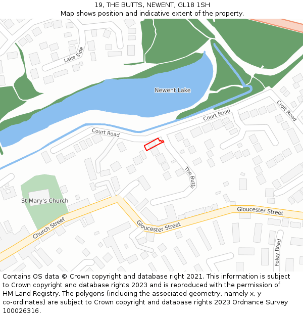 19, THE BUTTS, NEWENT, GL18 1SH: Location map and indicative extent of plot