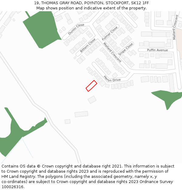 19, THOMAS GRAY ROAD, POYNTON, STOCKPORT, SK12 1FF: Location map and indicative extent of plot