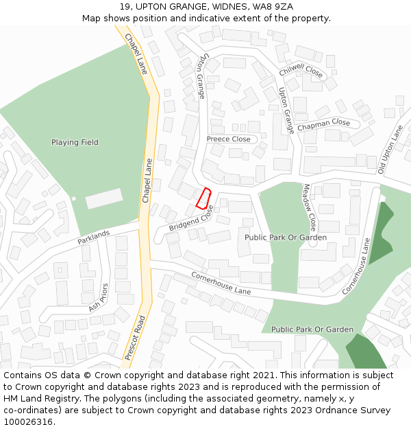 19, UPTON GRANGE, WIDNES, WA8 9ZA: Location map and indicative extent of plot