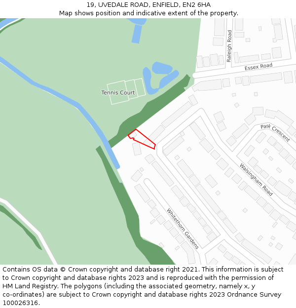 19, UVEDALE ROAD, ENFIELD, EN2 6HA: Location map and indicative extent of plot