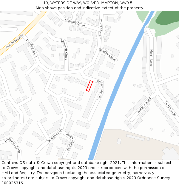 19, WATERSIDE WAY, WOLVERHAMPTON, WV9 5LL: Location map and indicative extent of plot