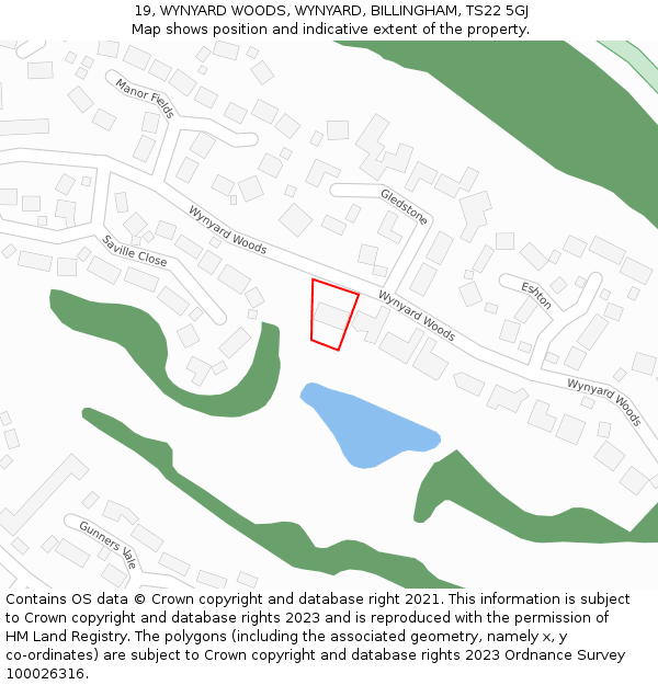 19, WYNYARD WOODS, WYNYARD, BILLINGHAM, TS22 5GJ: Location map and indicative extent of plot