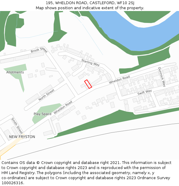 195, WHELDON ROAD, CASTLEFORD, WF10 2SJ: Location map and indicative extent of plot