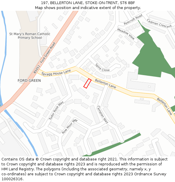 197, BELLERTON LANE, STOKE-ON-TRENT, ST6 8BF: Location map and indicative extent of plot