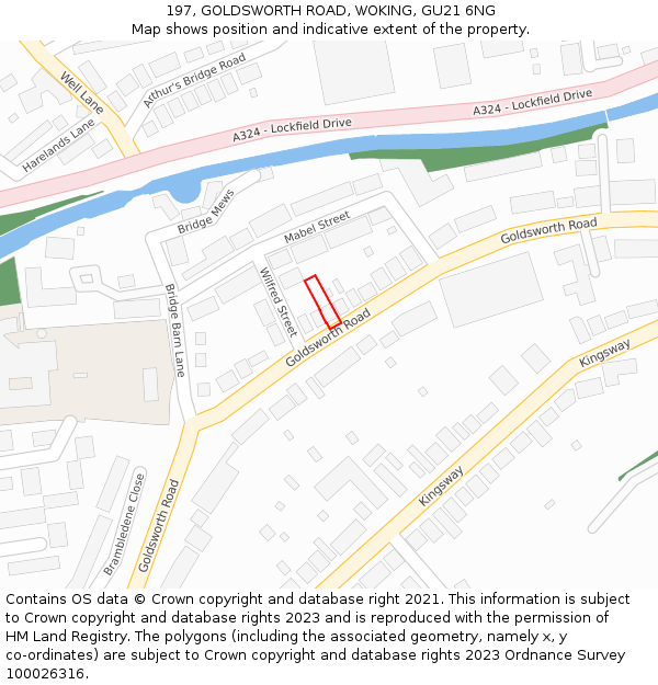 197, GOLDSWORTH ROAD, WOKING, GU21 6NG: Location map and indicative extent of plot