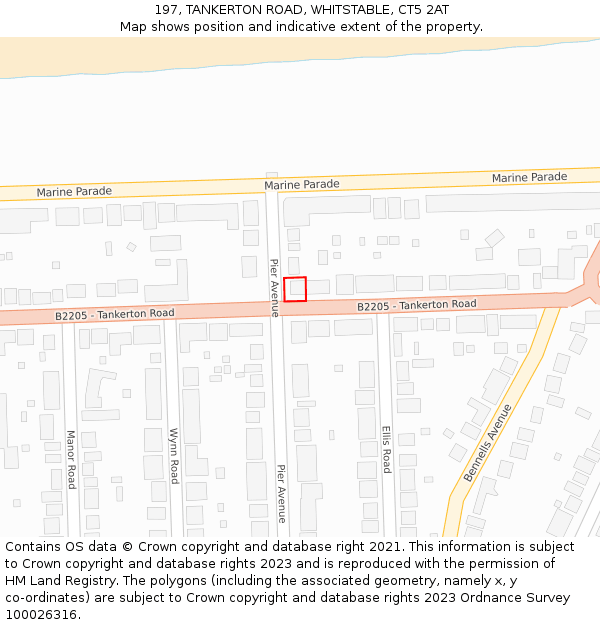 197, TANKERTON ROAD, WHITSTABLE, CT5 2AT: Location map and indicative extent of plot