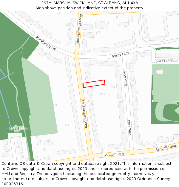 197A, MARSHALSWICK LANE, ST ALBANS, AL1 4XA: Location map and indicative extent of plot