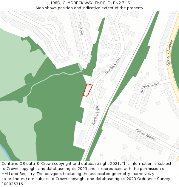198D, GLADBECK WAY, ENFIELD, EN2 7HS: Location map and indicative extent of plot
