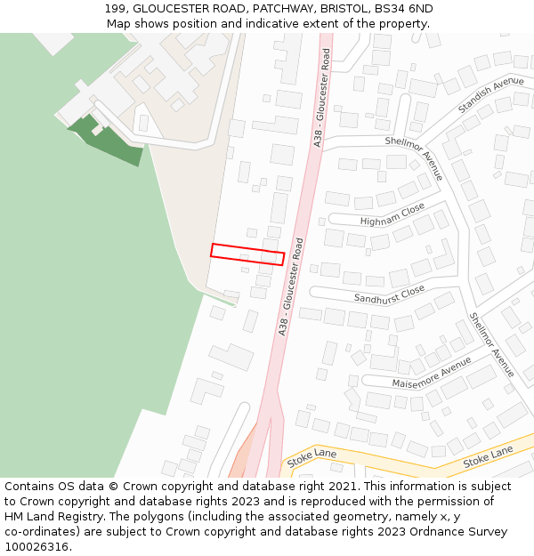 199, GLOUCESTER ROAD, PATCHWAY, BRISTOL, BS34 6ND: Location map and indicative extent of plot