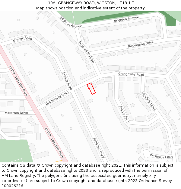 19A, GRANGEWAY ROAD, WIGSTON, LE18 1JE: Location map and indicative extent of plot