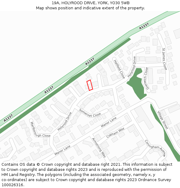 19A, HOLYROOD DRIVE, YORK, YO30 5WB: Location map and indicative extent of plot