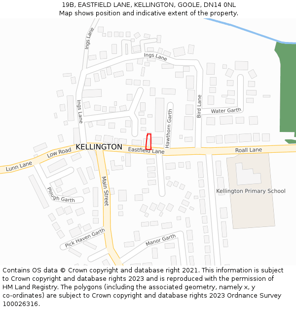 19B, EASTFIELD LANE, KELLINGTON, GOOLE, DN14 0NL: Location map and indicative extent of plot