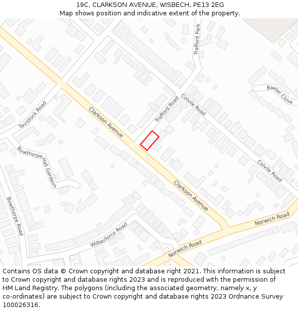 19C, CLARKSON AVENUE, WISBECH, PE13 2EG: Location map and indicative extent of plot