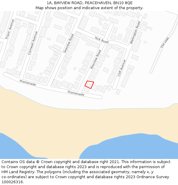 1A, BAYVIEW ROAD, PEACEHAVEN, BN10 8QE: Location map and indicative extent of plot