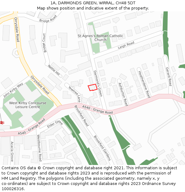 1A, DARMONDS GREEN, WIRRAL, CH48 5DT: Location map and indicative extent of plot