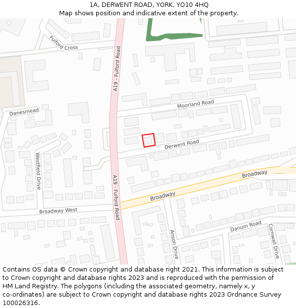 1A, DERWENT ROAD, YORK, YO10 4HQ: Location map and indicative extent of plot
