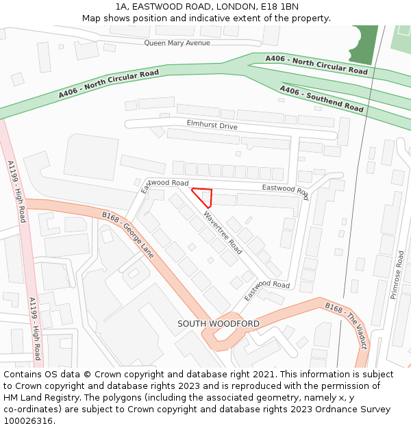 1A, EASTWOOD ROAD, LONDON, E18 1BN: Location map and indicative extent of plot