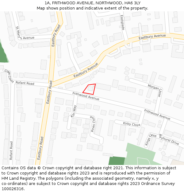 1A, FRITHWOOD AVENUE, NORTHWOOD, HA6 3LY: Location map and indicative extent of plot