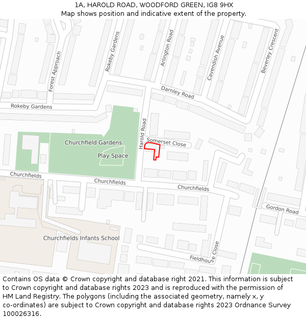 1A, HAROLD ROAD, WOODFORD GREEN, IG8 9HX: Location map and indicative extent of plot