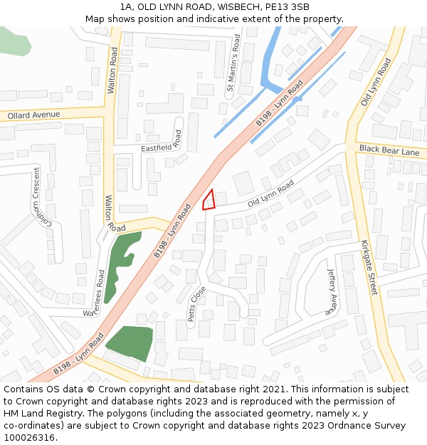 1A, OLD LYNN ROAD, WISBECH, PE13 3SB: Location map and indicative extent of plot