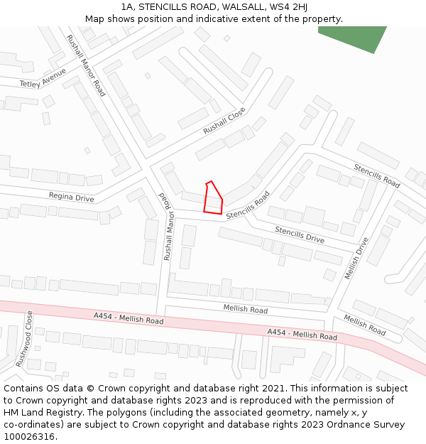 1A, STENCILLS ROAD, WALSALL, WS4 2HJ: Location map and indicative extent of plot
