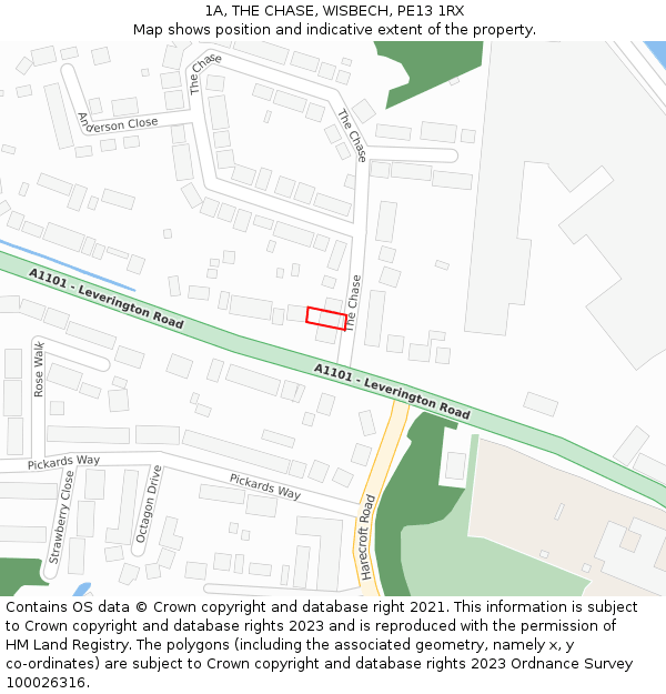 1A, THE CHASE, WISBECH, PE13 1RX: Location map and indicative extent of plot