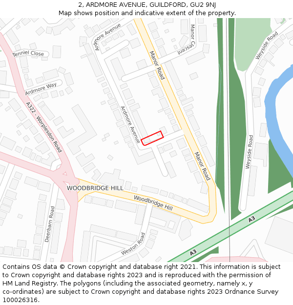 2, ARDMORE AVENUE, GUILDFORD, GU2 9NJ: Location map and indicative extent of plot