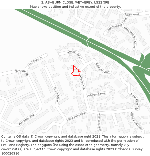 2, ASHBURN CLOSE, WETHERBY, LS22 5RB: Location map and indicative extent of plot