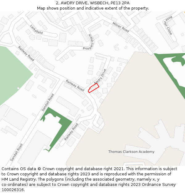 2, AWDRY DRIVE, WISBECH, PE13 2PA: Location map and indicative extent of plot