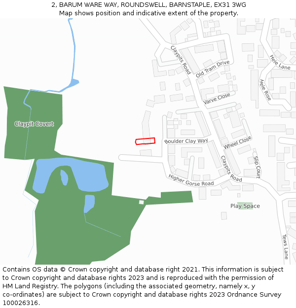 2, BARUM WARE WAY, ROUNDSWELL, BARNSTAPLE, EX31 3WG: Location map and indicative extent of plot