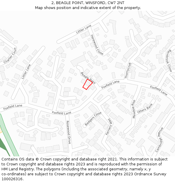 2, BEAGLE POINT, WINSFORD, CW7 2NT: Location map and indicative extent of plot