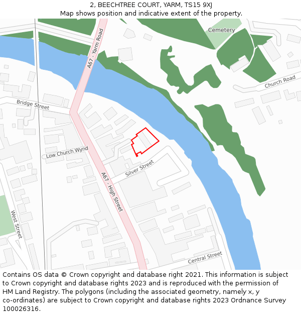 2, BEECHTREE COURT, YARM, TS15 9XJ: Location map and indicative extent of plot