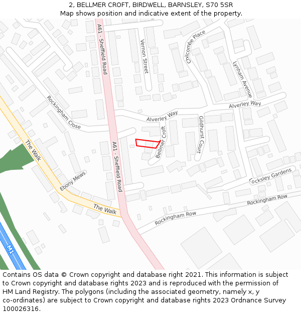 2, BELLMER CROFT, BIRDWELL, BARNSLEY, S70 5SR: Location map and indicative extent of plot