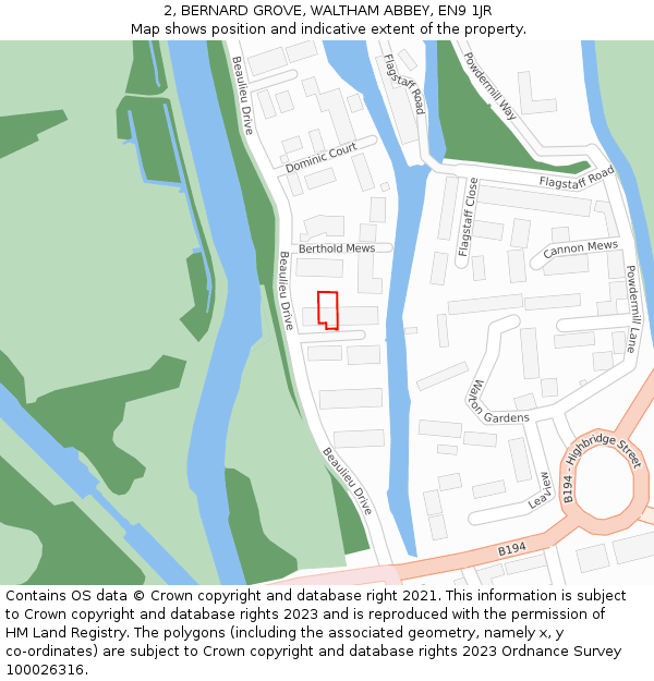 2, BERNARD GROVE, WALTHAM ABBEY, EN9 1JR: Location map and indicative extent of plot