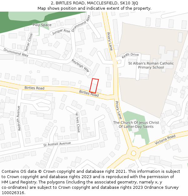 2, BIRTLES ROAD, MACCLESFIELD, SK10 3JQ: Location map and indicative extent of plot