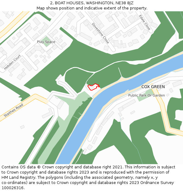 2, BOAT HOUSES, WASHINGTON, NE38 8JZ: Location map and indicative extent of plot