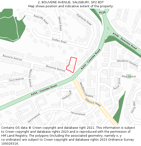 2, BOUVERIE AVENUE, SALISBURY, SP2 8DT: Location map and indicative extent of plot