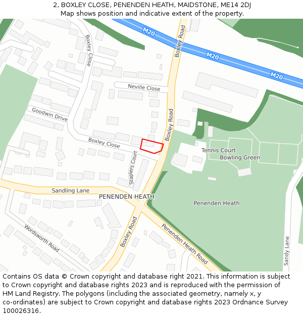 2, BOXLEY CLOSE, PENENDEN HEATH, MAIDSTONE, ME14 2DJ: Location map and indicative extent of plot