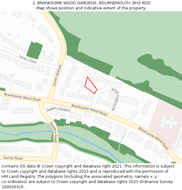 2, BRANKSOME WOOD GARDENS, BOURNEMOUTH, BH2 6DD: Location map and indicative extent of plot