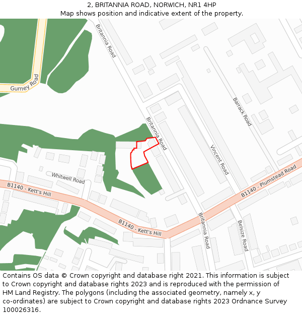 2, BRITANNIA ROAD, NORWICH, NR1 4HP: Location map and indicative extent of plot