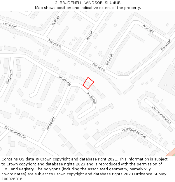 2, BRUDENELL, WINDSOR, SL4 4UR: Location map and indicative extent of plot