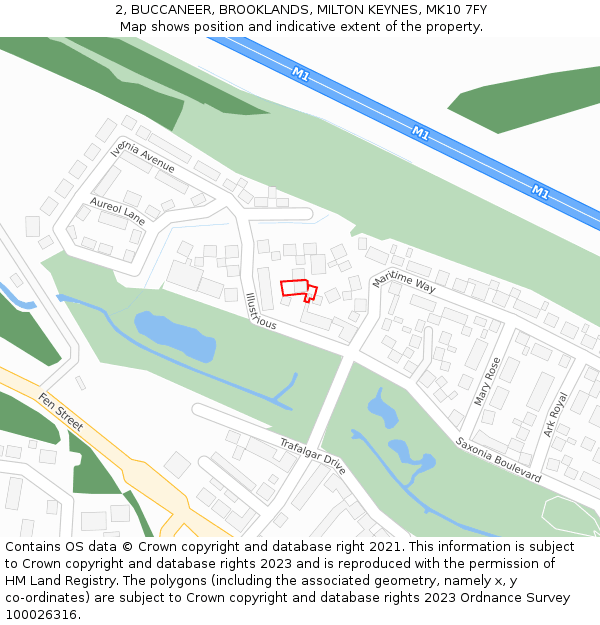 2, BUCCANEER, BROOKLANDS, MILTON KEYNES, MK10 7FY: Location map and indicative extent of plot