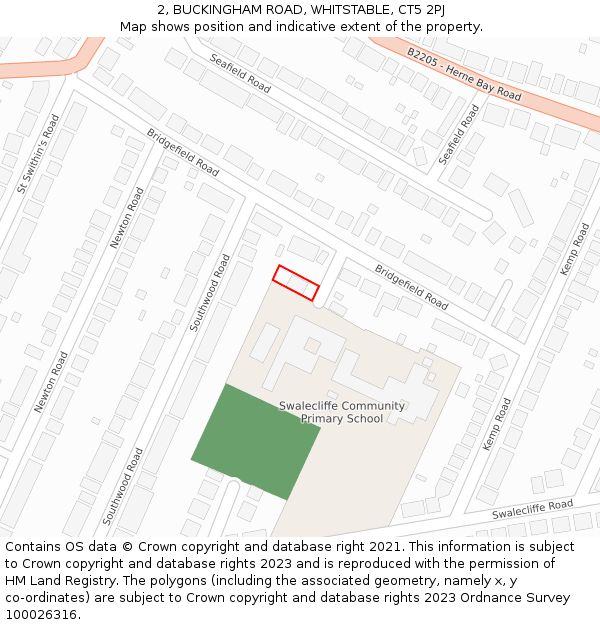 2, BUCKINGHAM ROAD, WHITSTABLE, CT5 2PJ: Location map and indicative extent of plot