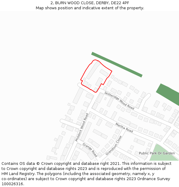 2, BURN WOOD CLOSE, DERBY, DE22 4PF: Location map and indicative extent of plot