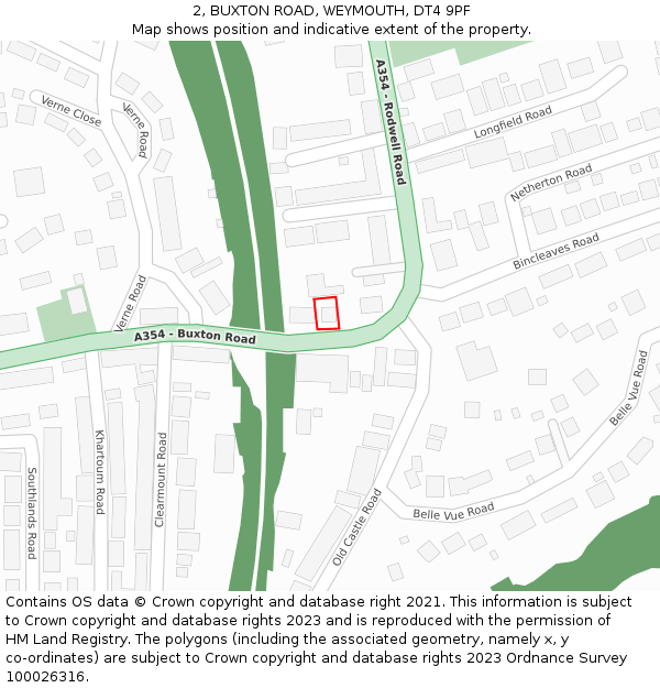 2, BUXTON ROAD, WEYMOUTH, DT4 9PF: Location map and indicative extent of plot