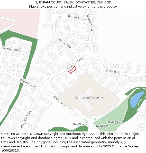 2, BYRAM COURT, BALBY, DONCASTER, DN4 8GD: Location map and indicative extent of plot