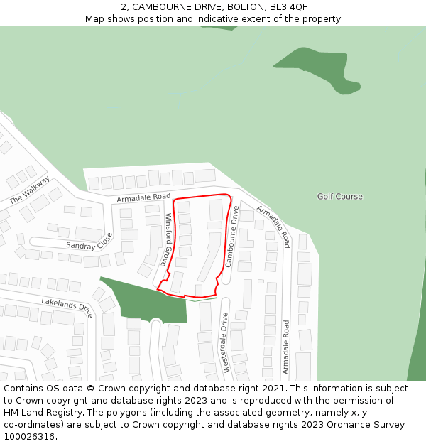 2, CAMBOURNE DRIVE, BOLTON, BL3 4QF: Location map and indicative extent of plot