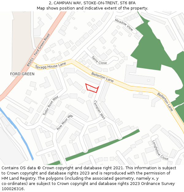 2, CAMPIAN WAY, STOKE-ON-TRENT, ST6 8FA: Location map and indicative extent of plot